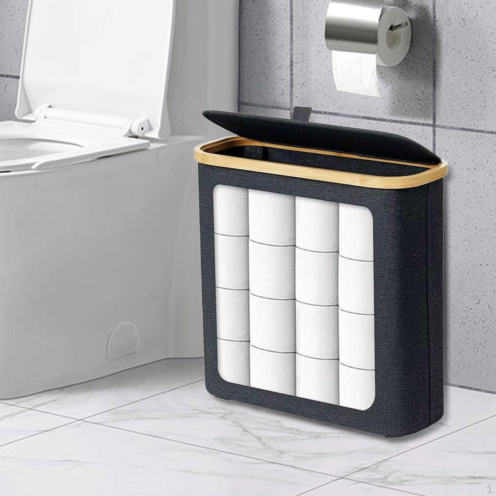 43 X 17 35 Cm Toilet Paper Organizer, Bamboo And Canvas Accessories, Kitchen Container, Easy Open,