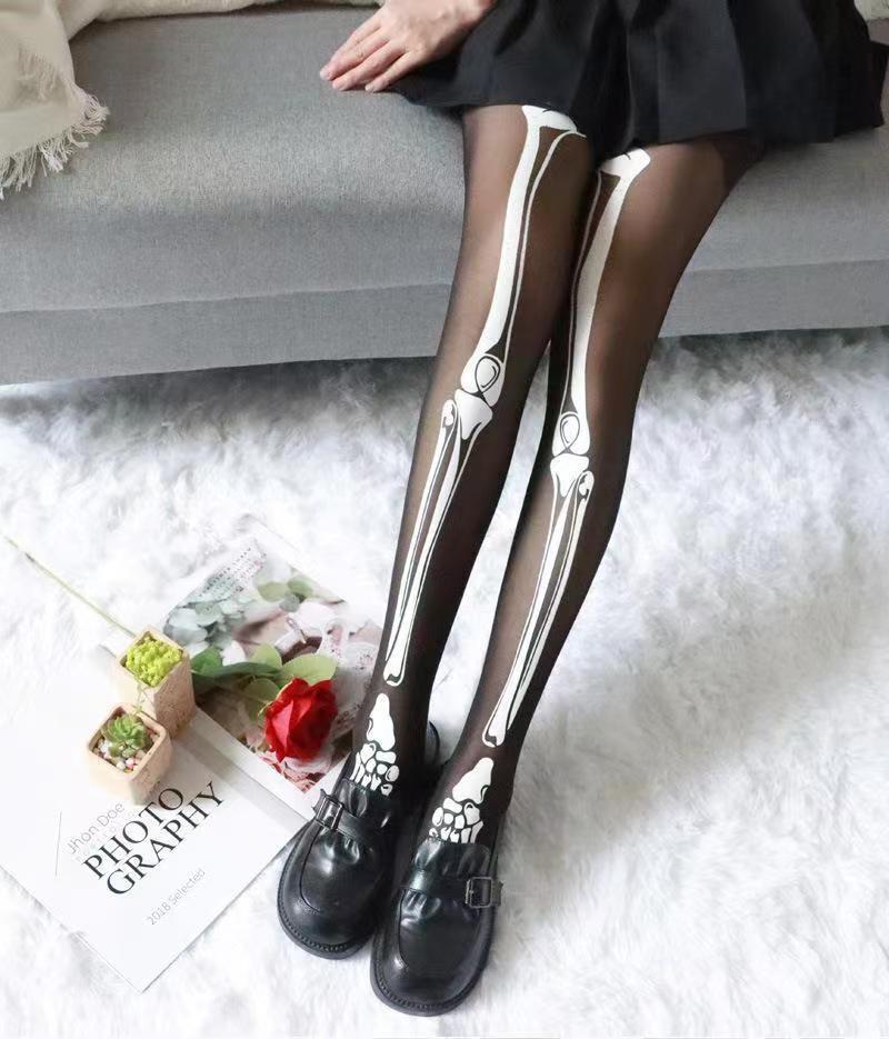 Horror Halloween Tights Foot Bone Skeleton Halloween Cos Pantyhose Silk Tights Funny And Halloween Pantyhose
