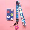 Fashion Flower Women Card Protector Cover Case Card Holder Neck Strap with Lanyard Badge Holder Work ID Card Bus ID Card Holder