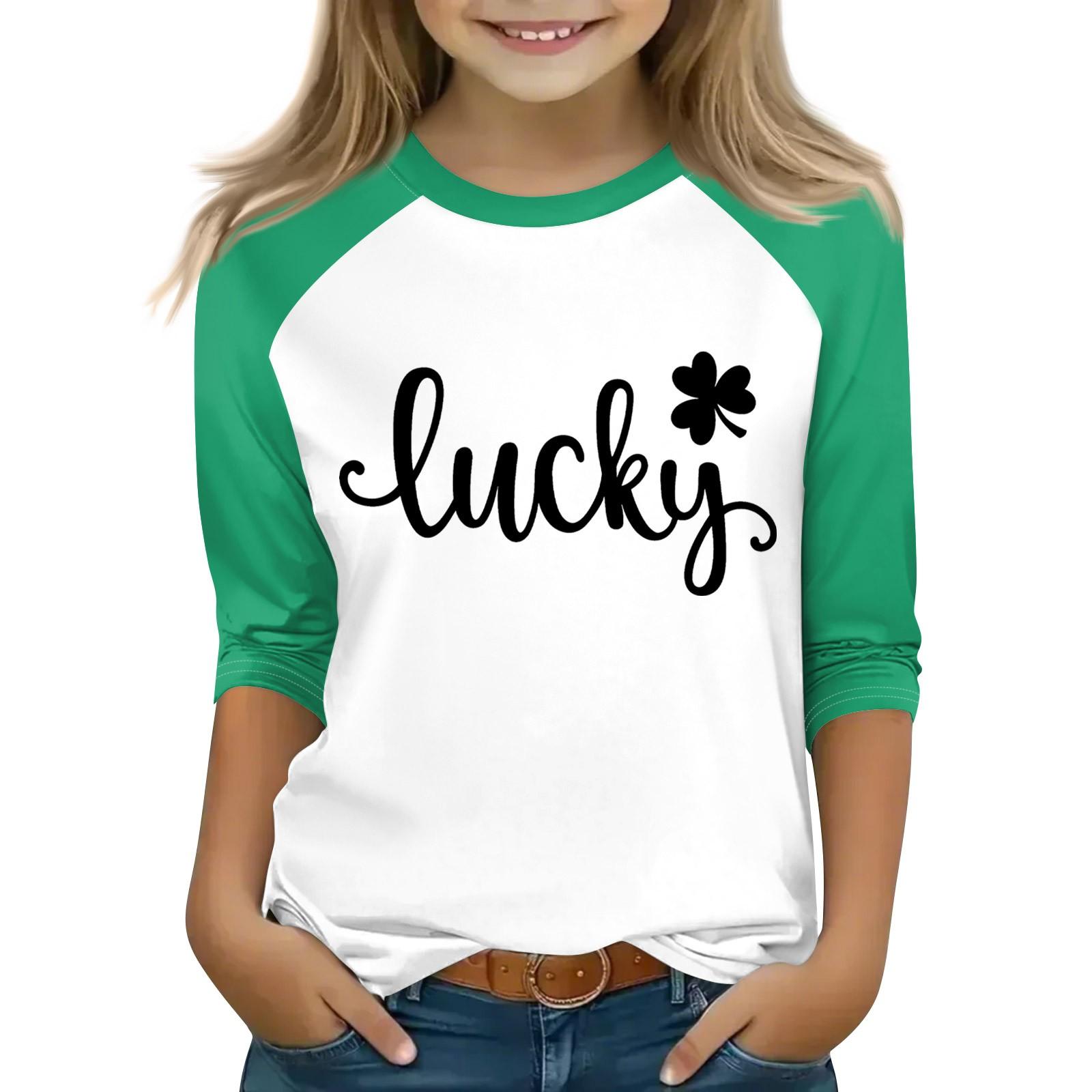 

Топи для молодих дівчат 4-16 років Футболки з круглим вирізом і рукавами 3/4 Модні топи Футболки 140 чорний