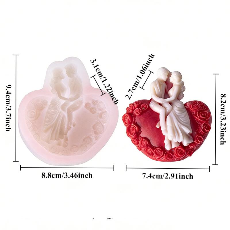 

1pcs Love Rose Couple Styling Candle Silicone Mold DIY Groom and Bride Crafts Cement Gypsum Clay Soap Mold Valentine s Day Gift