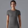 2025 Summer Pure Color Double-Sided Brushed High Elastic Tight Breathable Yoga Clothes Short Sleeve Sports Running Workout T-shirt Women