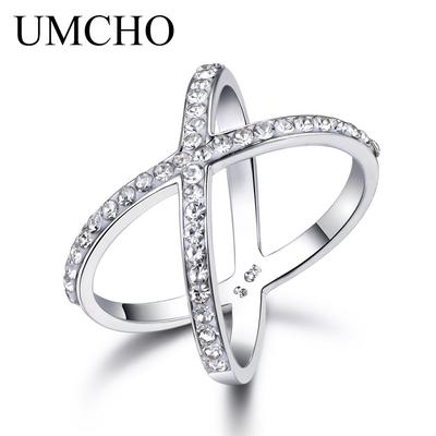 Cross Double Platinum Plated Ring White Cubic Zirconia Fashion Jewelry For Women Wedding Gift