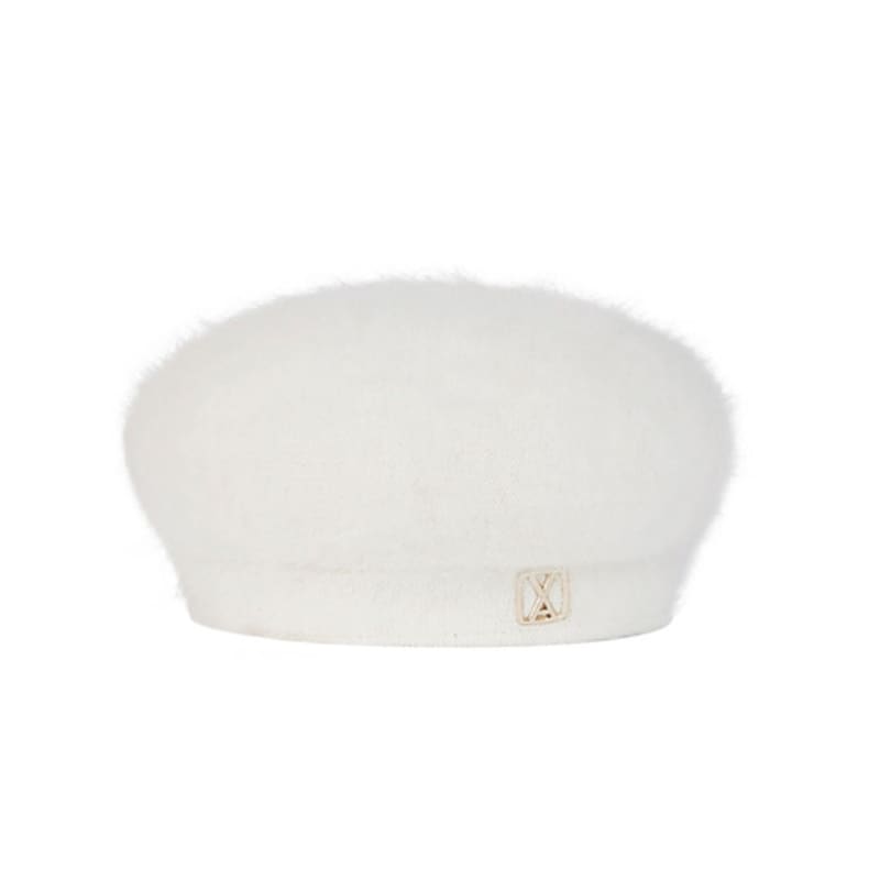 VARZAR VA Square Stud Angora Beret Cream