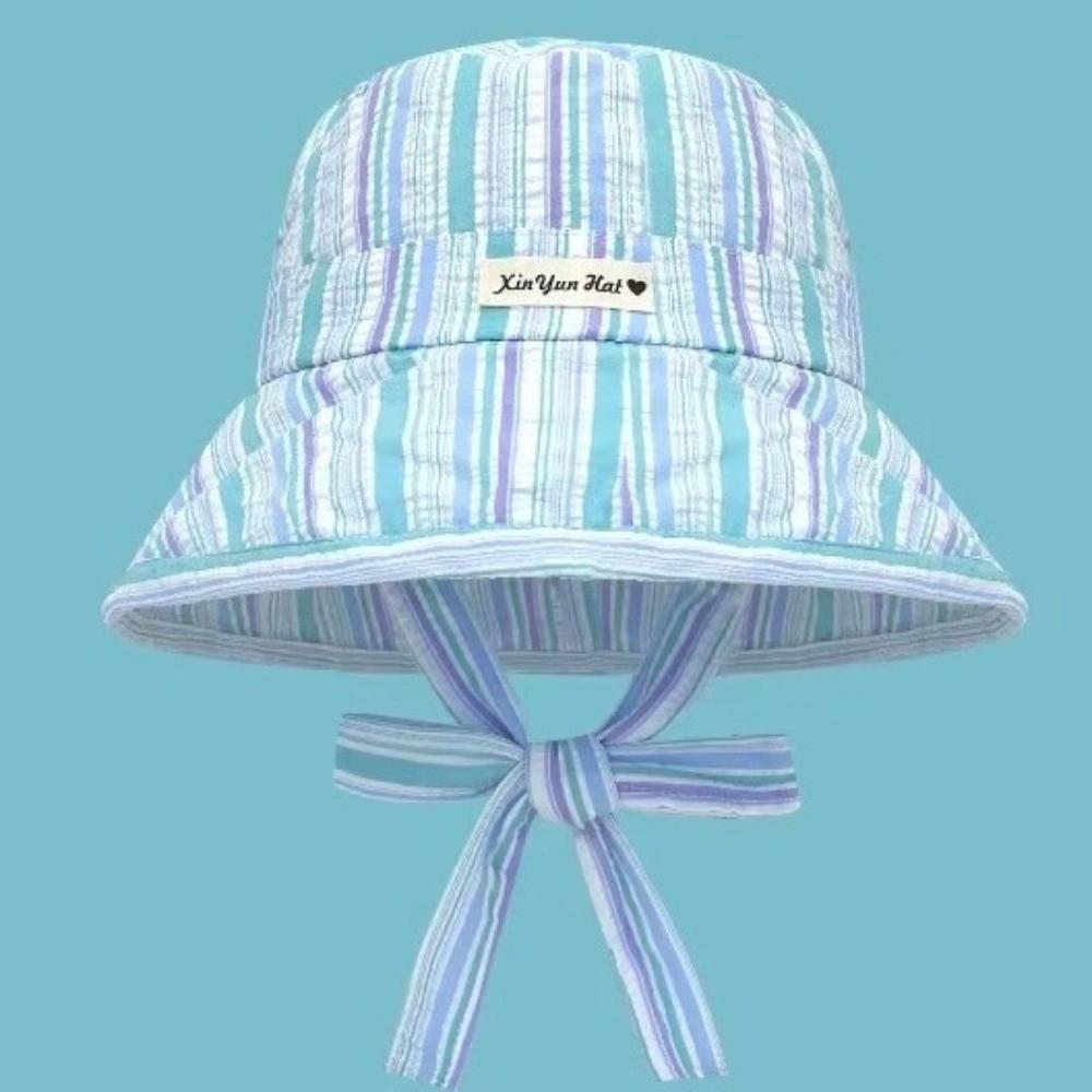 Contrasting Color Wide-edged Sun Hat Lace-up Wide Brim Fisherman Hat  Summer