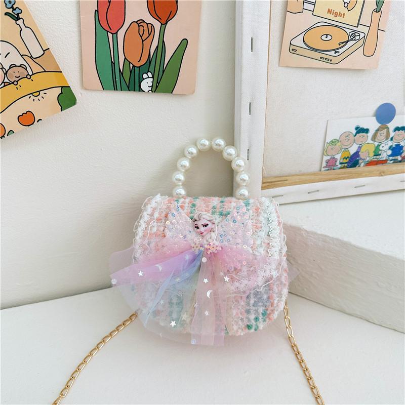 Cute Princess Cartoon Purse Lovely Girls Handbag With Sequins And Chain Strap