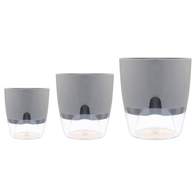 Transparent Double Layer Self Watering Pots Plastic Flower Pots Cotton Rope Self Watering Planter with Injection Port