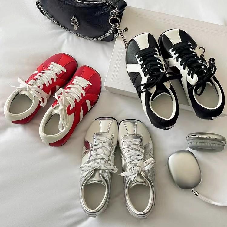 Zhao Ruth has the same leather German training shoes for women's 2025 spring and autumn fashion leisure sports square-headed zebra shoes retro