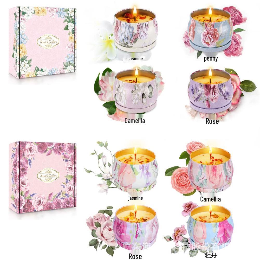 Handmade DIY Soy Wax Scented Candles with Dried Flowers: Home and Bedroom Ornaments with Essential Oil Fragrance