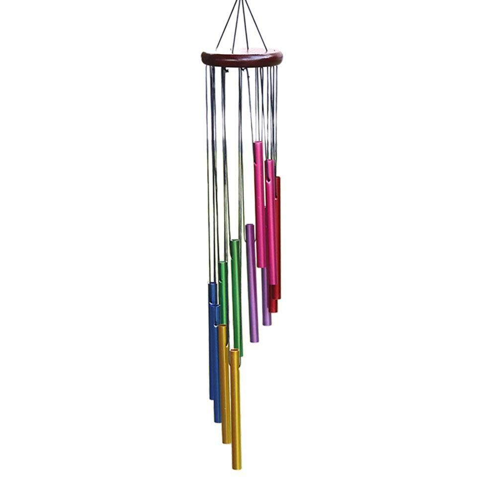 Colorful Outdoor Wind Chimes Hollow Metal Tubes 12 Tubes Aluminum Tube Wind Chime With Hook Hanging Wind Chimes