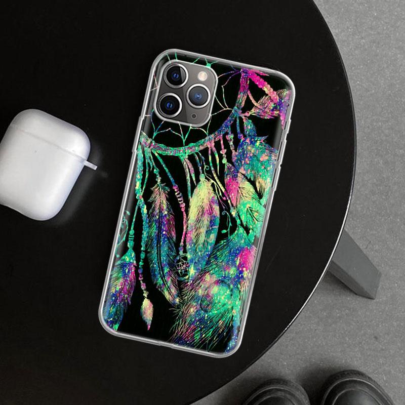 Retro Feather Dreamcatcher Phone Case Cover for iPhone 11 12 13 Mini 14 15 Plus 16 Pro Max 17 Air 7 8 + SE Art Customized Fundas