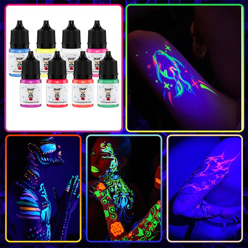 Fluorescent Tattoo Ink Eight-Color Set: Luminous Makeup Pigment for Tattoo Practice