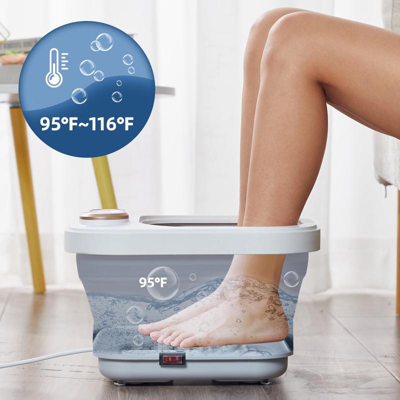 Con rulli riscaldanti e massaggianti, vasca idromassaggio per i piedi pieghevole, kit per pedicure per i piedi, vasca idromassaggio per i piedi con controllo della temperatura, pediluvio