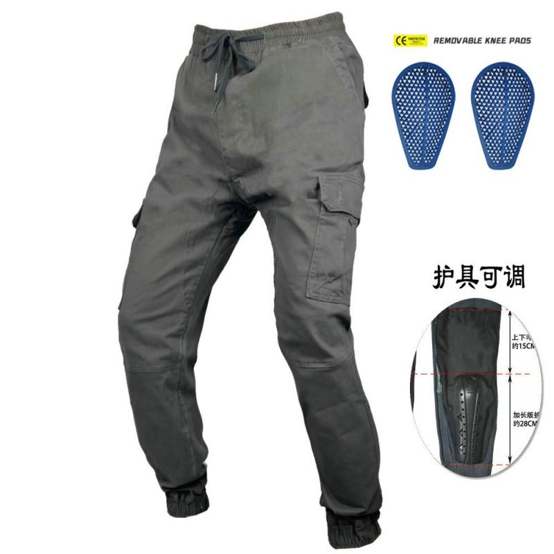 Mens Motorcycle Racing Pants Motorbike Protective Riding Trousers Slim Fit Multi-pocket Cargo Jeans With Silicone Pads