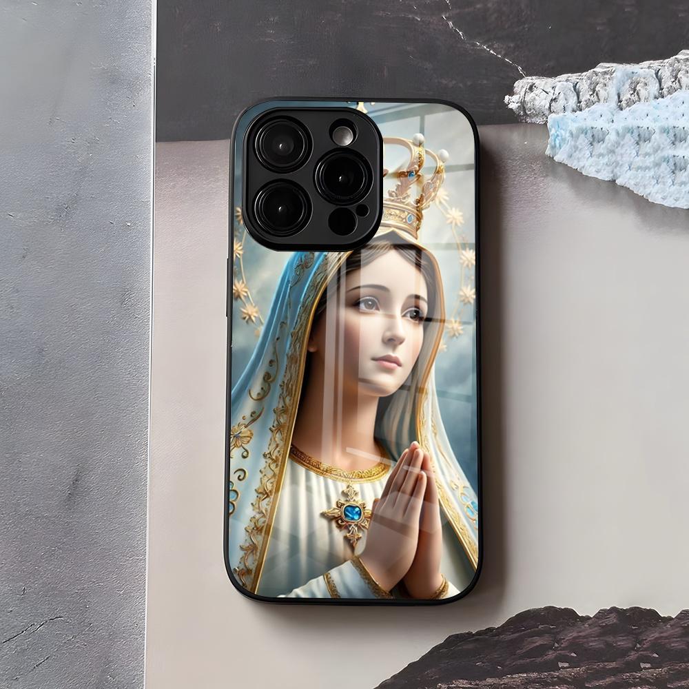 Jungfrau Maria Jungfrau von Guadalupe Handyhülle Für IPhone 17 Air 16 E Pro Max 15 14 13 Mini 12 Pro 11 Max Plus Schwarzes Glas Cover