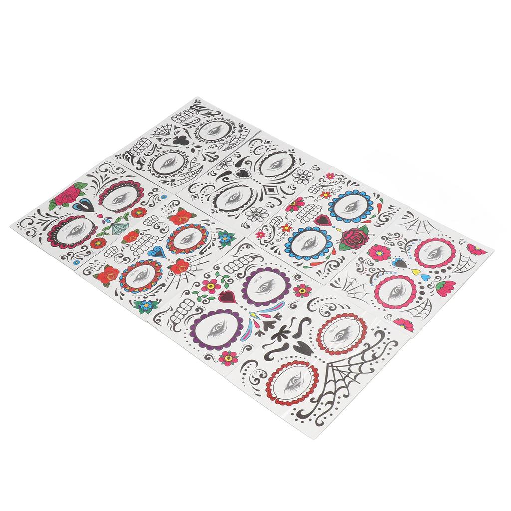 8 Sheet Halloween Face Makeup Tattoo Sticker Water Transfer Temporary Face Tattoo Sticker Set