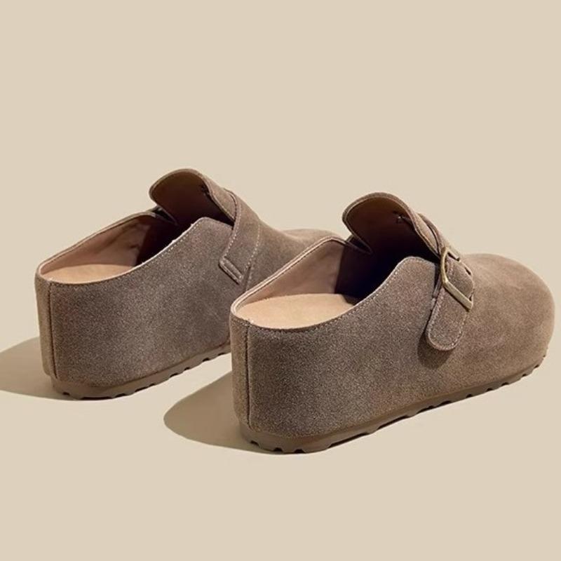 Cowhide version~ thick-soled leather women's new inner height increase Boken bag head half slippers women's outer wear