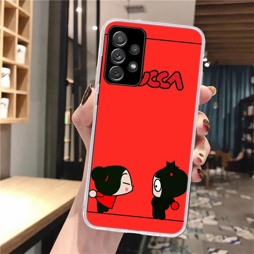 Cute Cartoon Pucca Garu Soft Phone Case For Samsung Galaxy A52 A42 A32 A12 A22 A51 A50S A30S A20S A10S A71 A41 A31 A21S A40 A20E