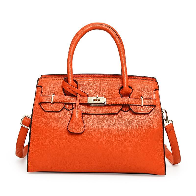 Bag women's early spring new simple solid color shoulder bag fashion temperament lychee pattern handbag