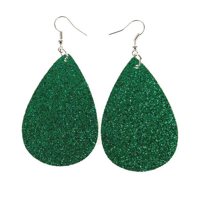 Cross-border Christmas Tree Double-sided PU Leather Teardrop Earrings