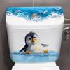 Cute Swimming Penguin Toilet Sticker Waterproof Easy Remove Decal for Toilet Lid Apartment Bathroom Budget Makeover