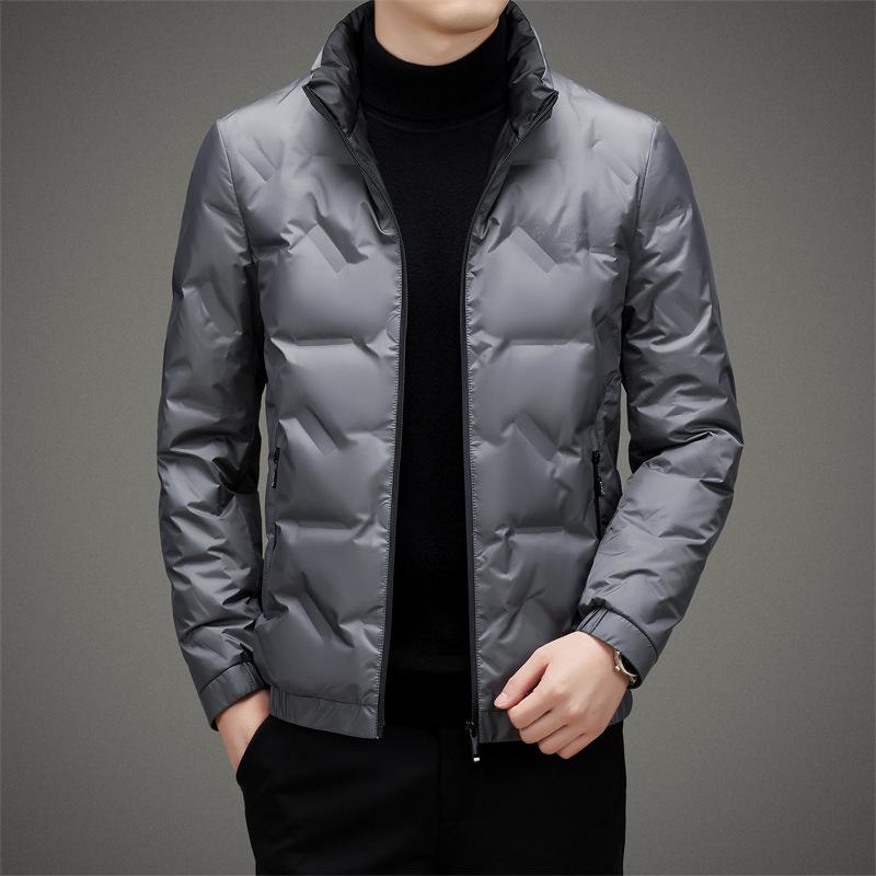 

Легкий и тонкий пуховик для мужчин среднего возраста, повседневный короткий зимний мужской пуховик с воротником-стойкой, модный 4XL серый