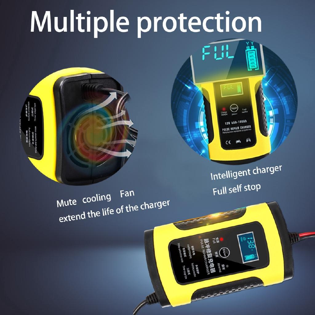 LCD Display Full Automatic Car Battery Charger Power Pulse Repair Chargers Lead Acid Smart Battery Charger