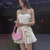 European and American winter new sexy pure desire tube top backless strap wrinkled lotus leaf neck dress women