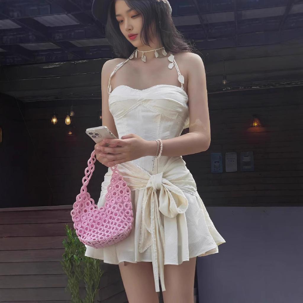 European and American winter new sexy pure desire tube top backless strap wrinkled lotus leaf neck dress women