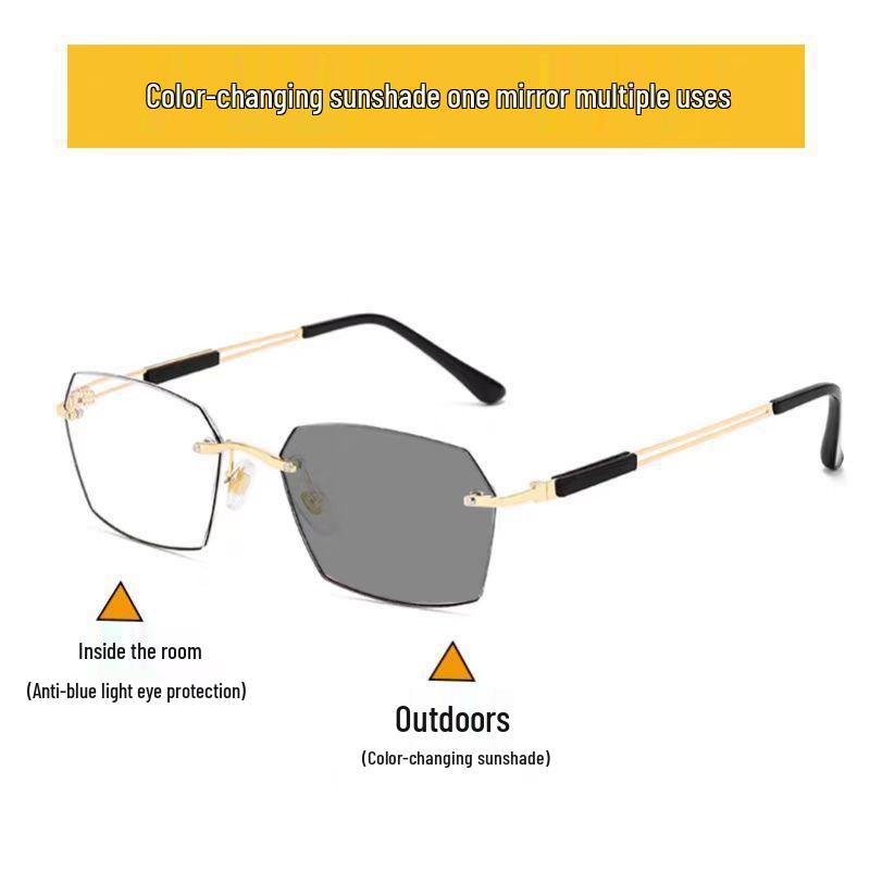 Men's Smart Photochromic Anti-Blue Light Reading Glasses: Fashionable Two-in-One Design, Can Also Be Used As Sunglasses