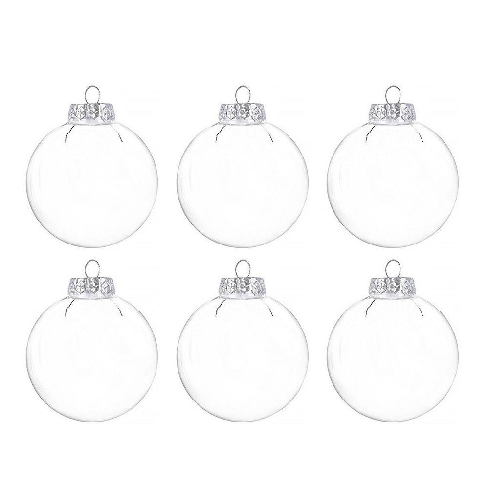 6Pcs PET Clear Plastic Christmas Ball Fillable Plastic Bauble Xmas Tree Hanging Ornaments  Wedding