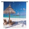 Seaside Scenery White Sand Beach Ocean Tulle Window Treatment Sheer Curtains for Living Room the Bedroom Curtains Decoration