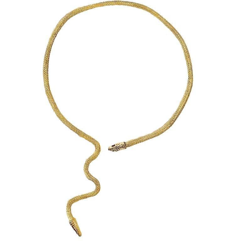 Exaggerated Metal Snake Winding Collar Y-Shaped Necklace Bracelet Set Adjustable Personality Niche
