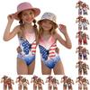 Girls One Piece Swimsuit Independence Day Print Sleeveless Casual Swimwear for Kids Summer Beach Pool Wear