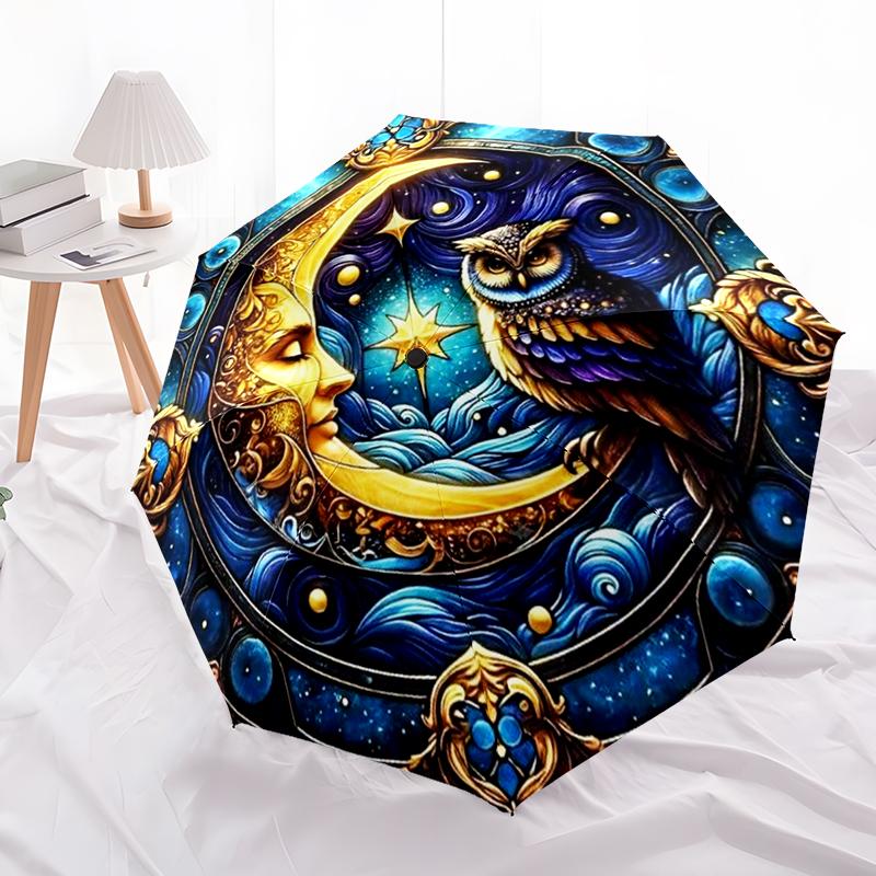 Magic Owl Wizard Umbrella Automatic Open/close, Sturdy Iron Frame & 8-Rib Structure, Umbrella for Women & Men, Christmas Gift