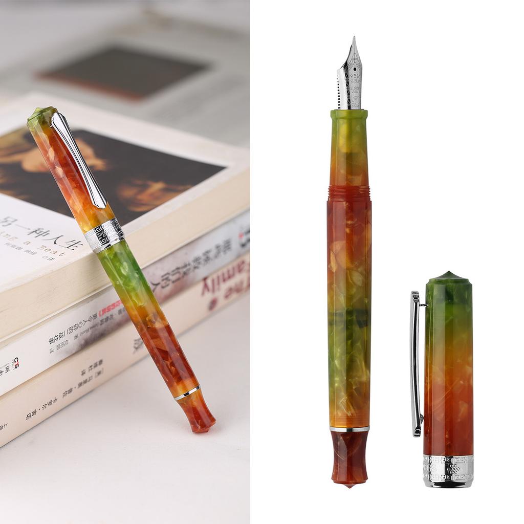 PENBBS 470 Vacuum Filling Fountain Pen Blade/Round Nib Pen Large Capacity Transparent Acrylic Business Writing Gift Pen