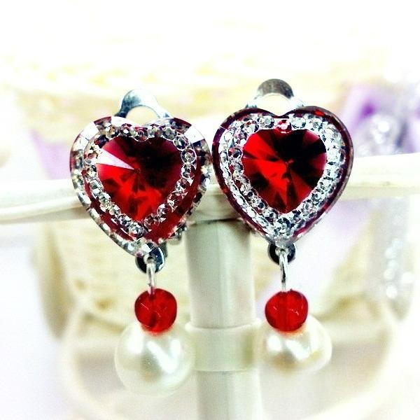 10 Colors Heart Shape Crystal Ear Clip Earrings for Children Kids Soft Cushion Invisible No Piercing