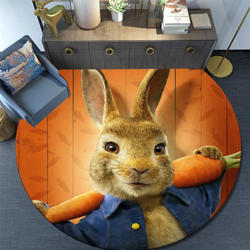 Peter Rabbit2 Round Area Rug,Carpet Rug for Living Room Bedroom Sofa Playroom Decor,Non-slip Floor Mat