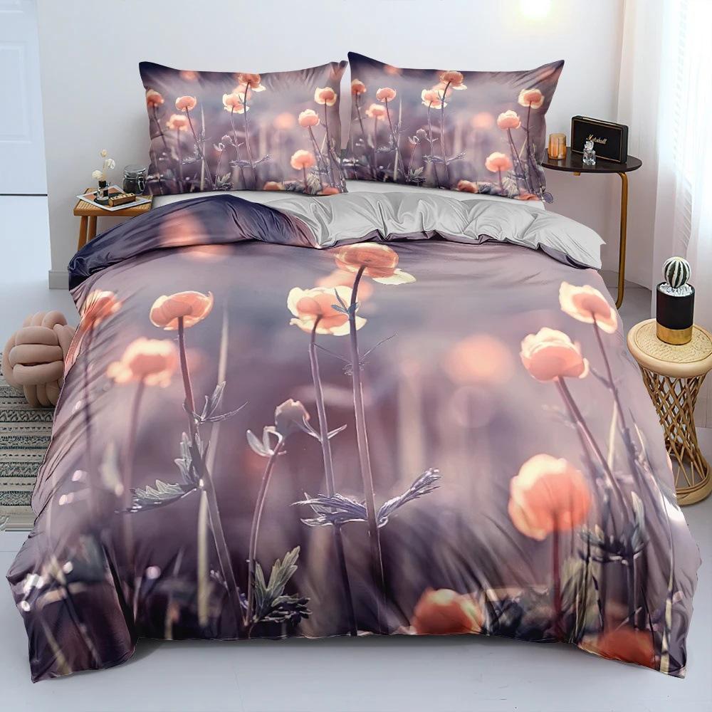 Black Gold Flower Three-piece Elegant Flower Duvet Cover Women's Room Decoration Bedding