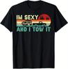 T-shirt 'Sono Sexy & Lo Traino' - Grafica Retrò da Uomo con Camion e Pini da Campeggio, Multicolore (dalla S alla XXXL)