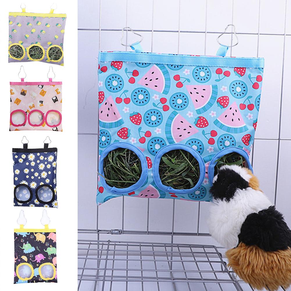 Hay Bag Hanging Pouch Feeder Holder Feeding Dispenser Container for Rabbit Guinea Pig Small Animals Pet Bunny Cage Accessories