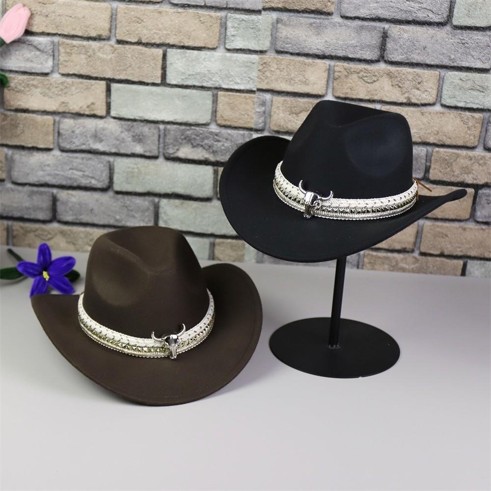 Wollene Western-Cowboy-Kappe Atmungsaktiver tibetischer Hut Coole Sonnenschutz-Ritterkappe Herren