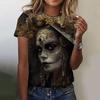 Summer Round Neck 3D Skull Print Top Fashionable Casual Short Sleeved Women's T-shirts