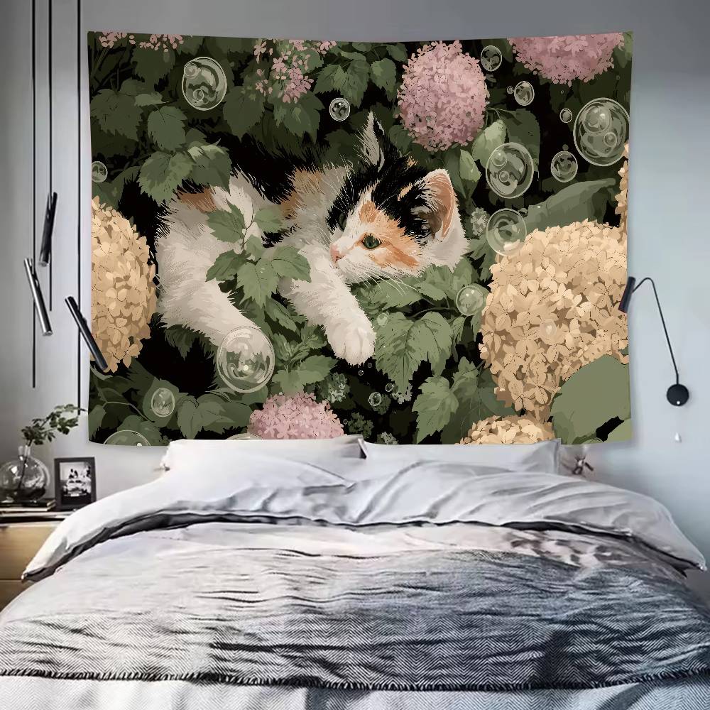 Big Kawaii CAT Tapestry bedroom dormitory anime wall hanging girl atmosphere home decoration
