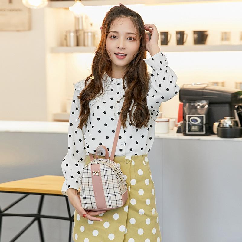 Korean version of printed plaid backpack wholesale summer and autumn new products women's bow student leisure bag