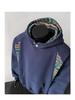 Men's Autumn Patchwork Hoodie: Chinese Ethnic Style, High Collar, Long Sleeve