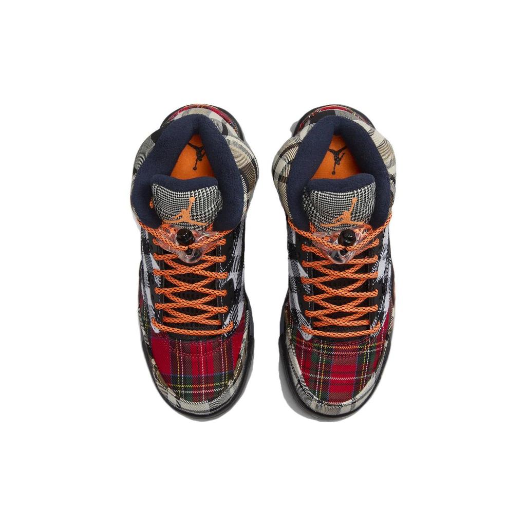 Air Jordan 5 Retro GS Plaid Kids Sneakers Multi-Color Black Total-Orange FD4814-008