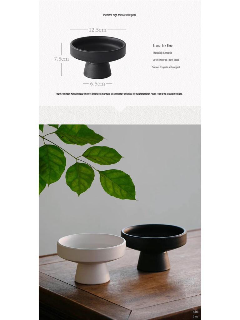 Zen Ceramic Mini High-Footed Plate for Floral Arrangements