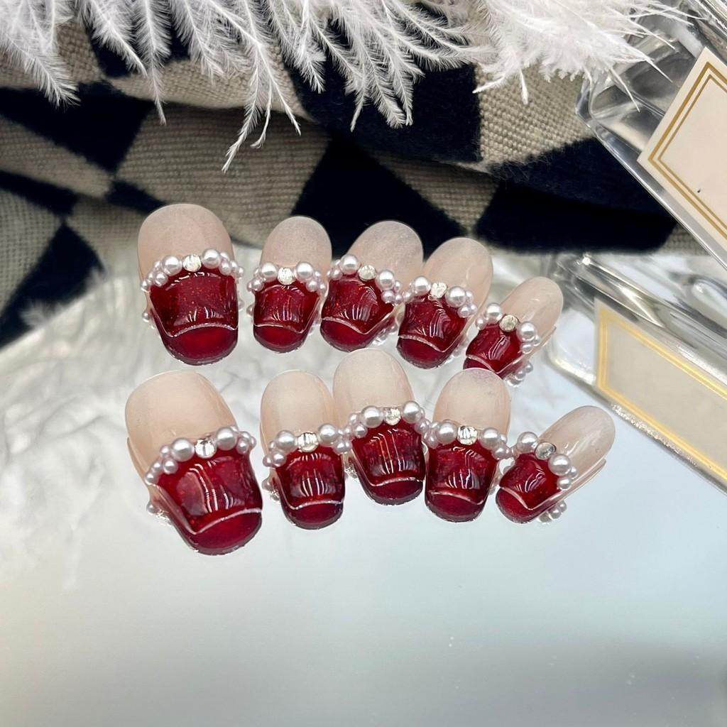Fashionable Red Nail Art Stickers Xs S M L Sizes Handcrafted Beauty Chinese Brand Elevate Your Style