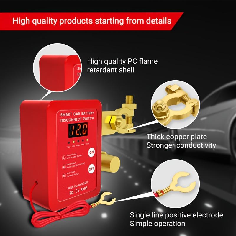 240A Kill Switch 12V Remote Battery Disconnect Switch with Led Voltage Display Automatic Power Shut Off Switch for Auto